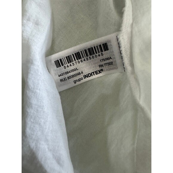 Zara Women's 100% Cotton Semi Sheer Tie Sleeves Button Down Pleated Shirt Top L - Picture 6 of 8